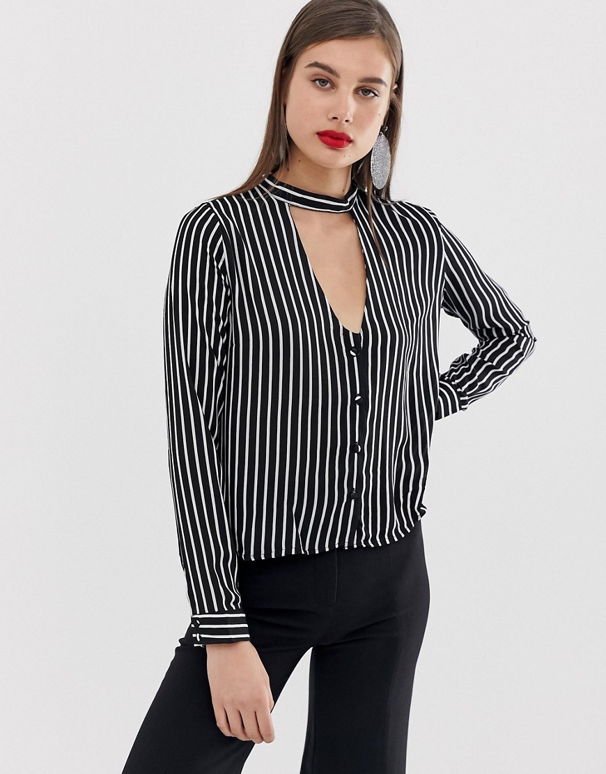 Unique21 striped shirt collar