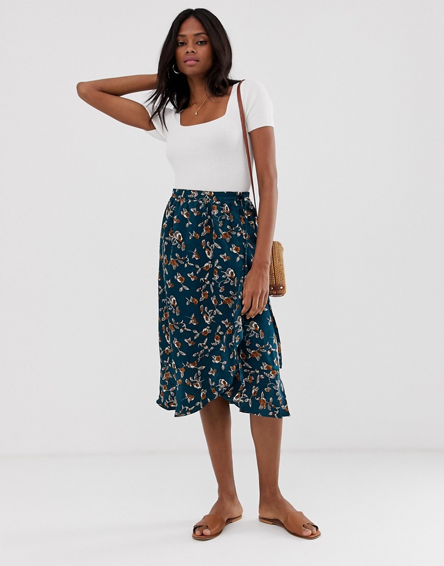 b.Young floral ruffle wrap skirt