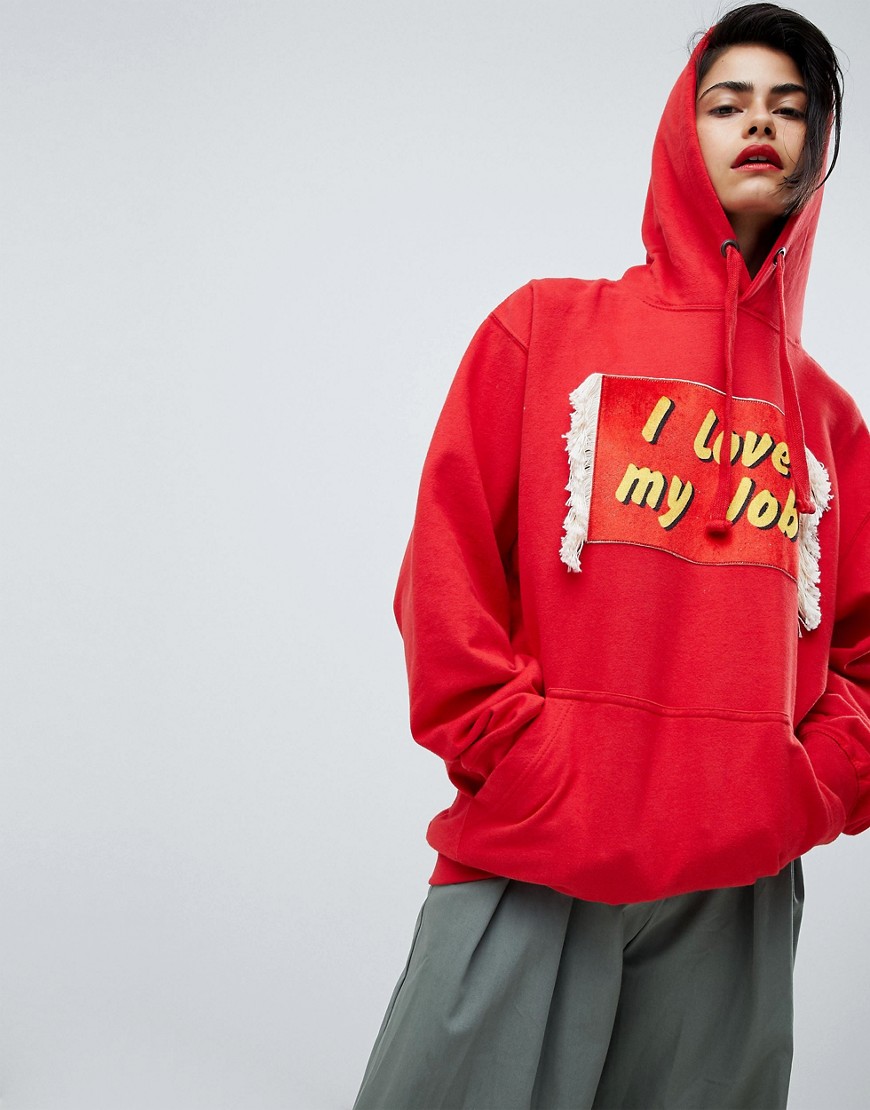 House of Holland Unisex I Love My Job hoodie - Red