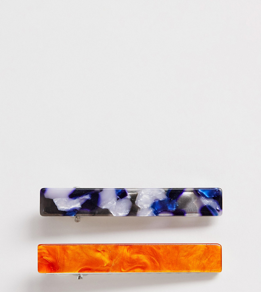 DesignB London blue & peach resin hair clips
