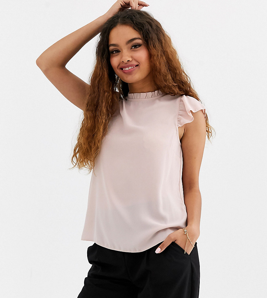 New Look Petite frill edge blouse in pink