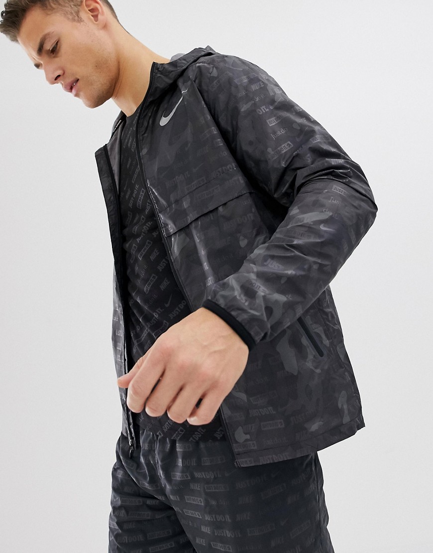 Nike Running Just Do It reflective jacket in black camo AH5987-010