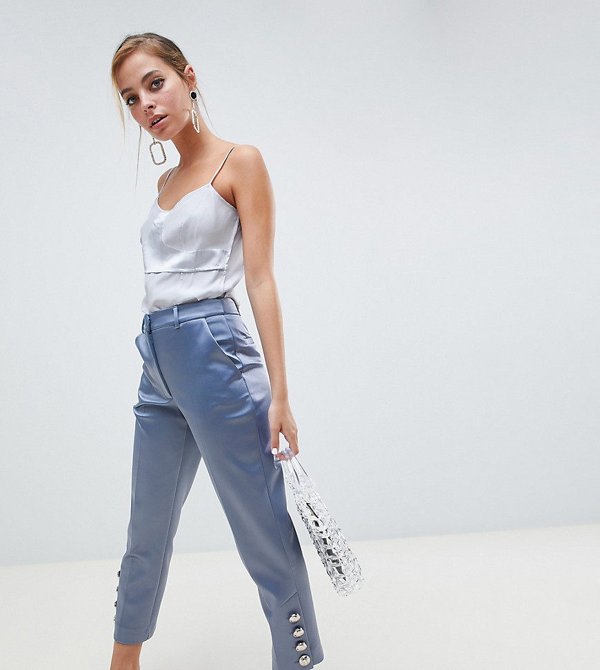 River Island Petite Button Detail Tapered Trousers