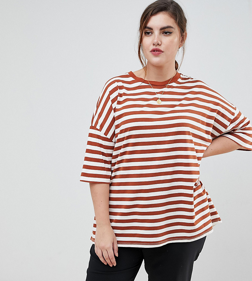 ASOS DESIGN Curve t-shirt in super oversized fit in chunky stripe