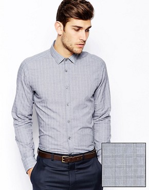 ASOS Smart Shirt In Long Sleeve With Prince Of Wales Check