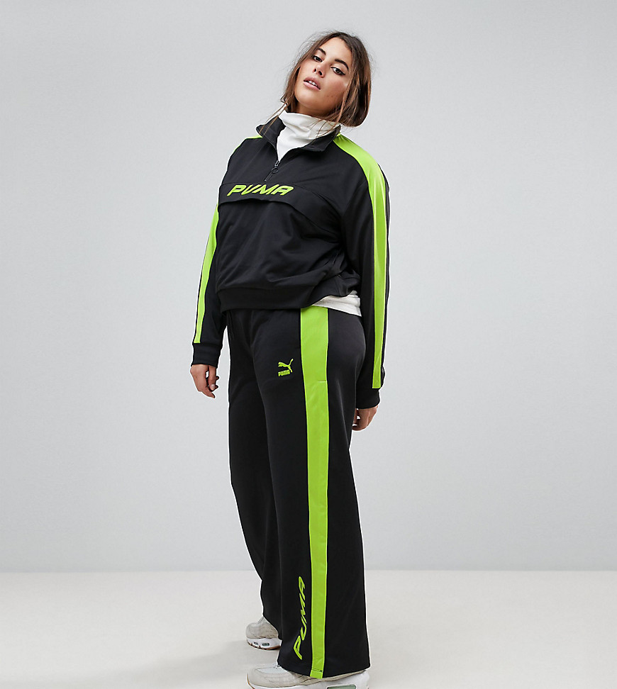 Puma Exclusive To ASOS Plus Track Pant In Black And Lime Green