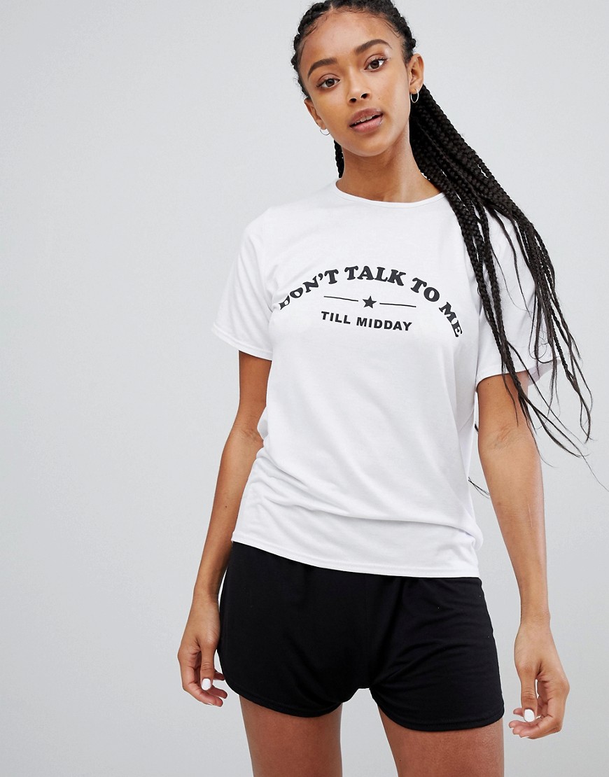 Adolescent Clothing don't talk to me til midday t-shirt and shorts pyjama set