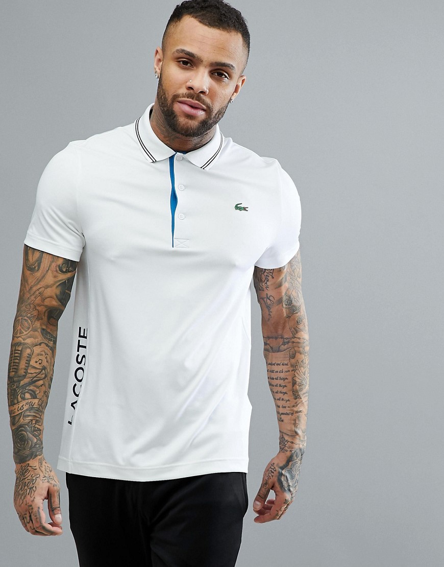 Lacoste Sport Croc Logo Twin Tipped Polo in White - Ptk