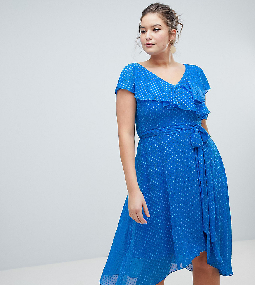 Coast Plus Dobby Wrap Dress - Mid blue
