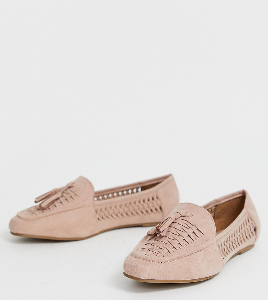 New Look wide fit woven loafer in nude