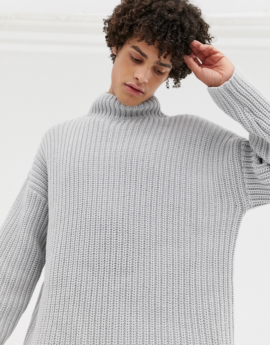 ASOS WHITE oversized jumper in chunky grey knit