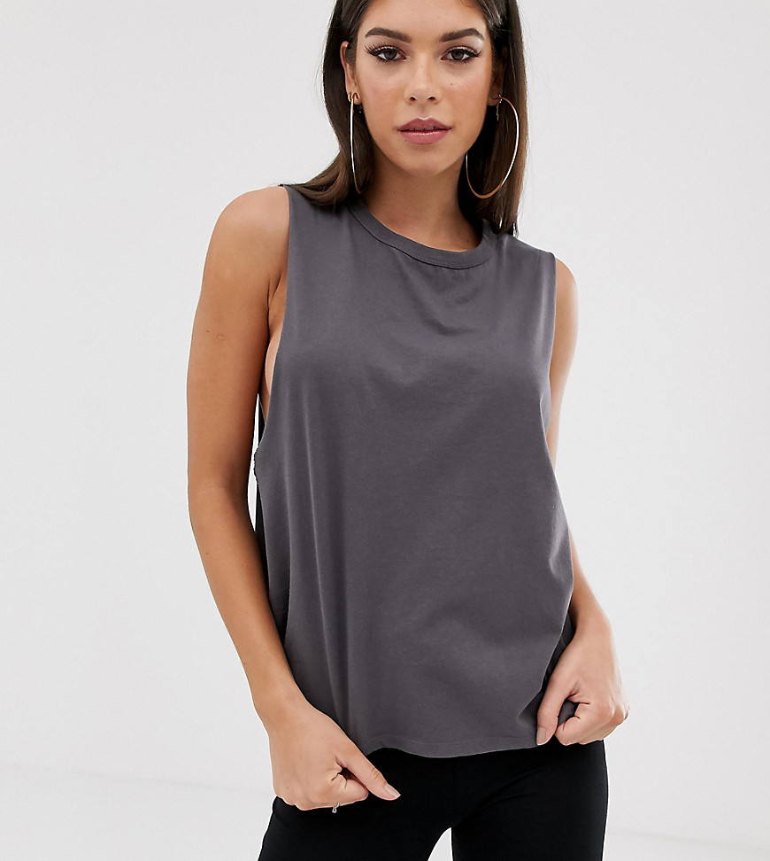 ASOS DESIGN Tall super dropped armhole tank in black