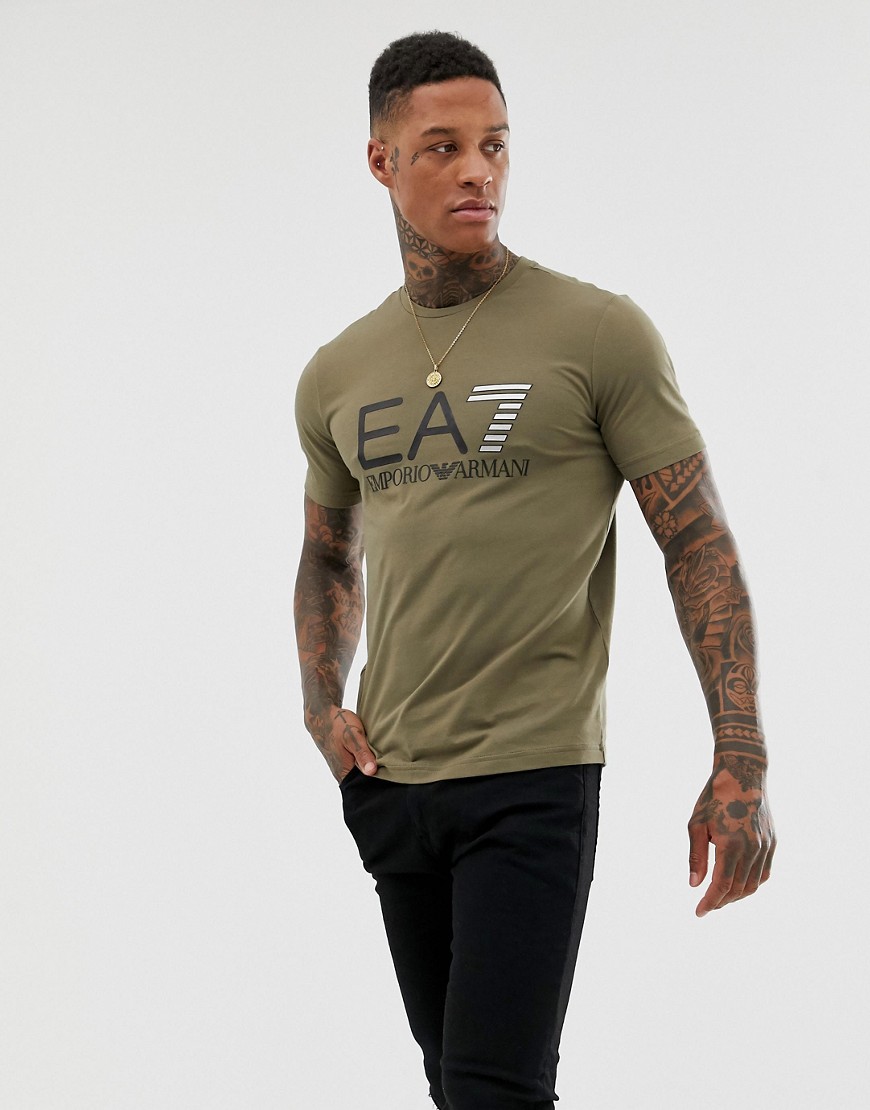 EA7 large logo t-shirt in khaki