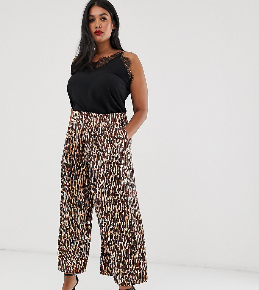 Unique21 Hero tonal brown abstract animal pleated trousers
