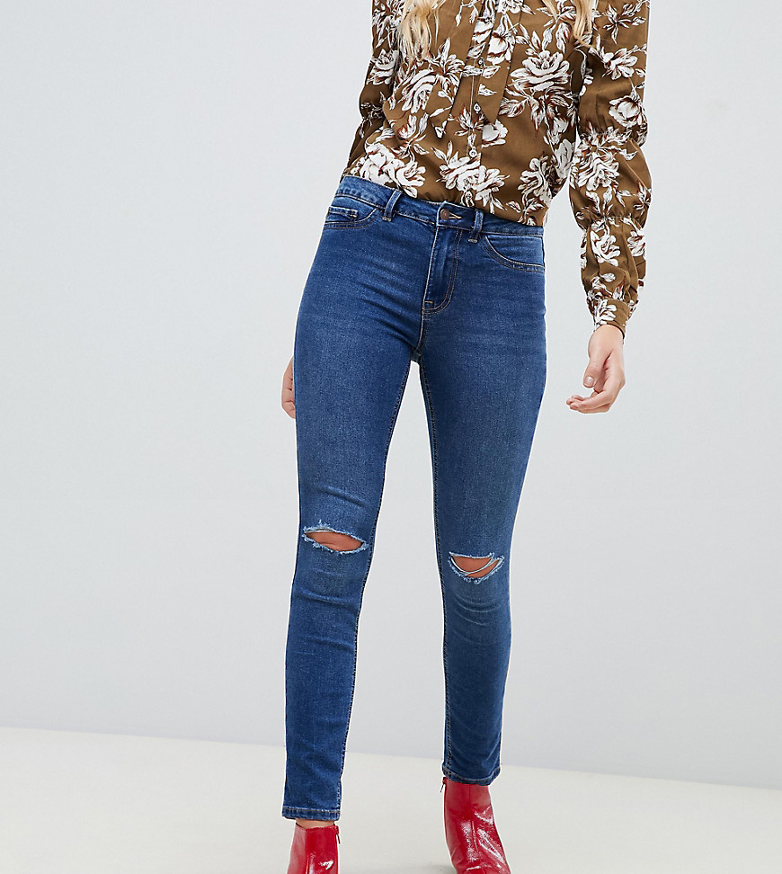 New Look Tall ripped knee Skinny Jeans in blue