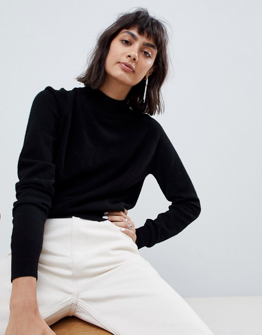 ASOS WHITE 100% cashmere jumper with turtle neck - Black