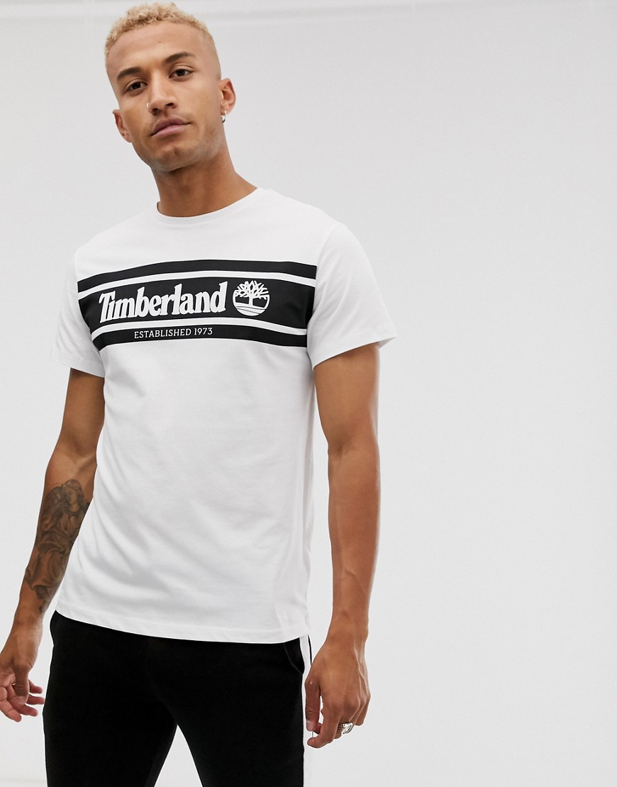 Timberland exclusive chest stripe logo in white