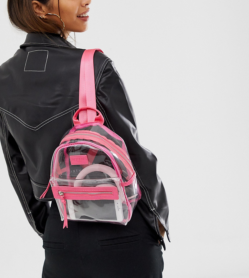 HXTN clear backpack with pink trim