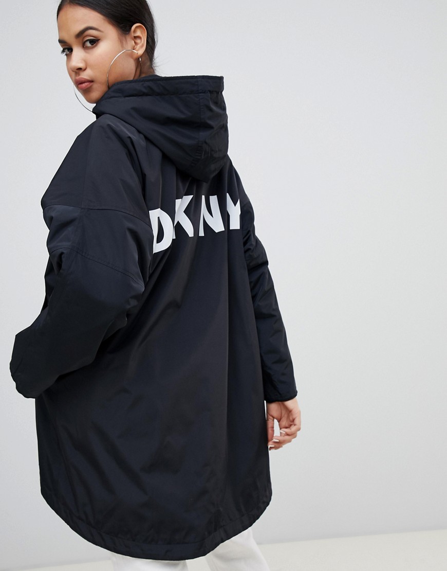 DKNY reversible logo hooded jacket