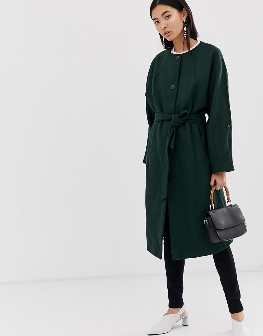 Selected Femme collarless wool coat