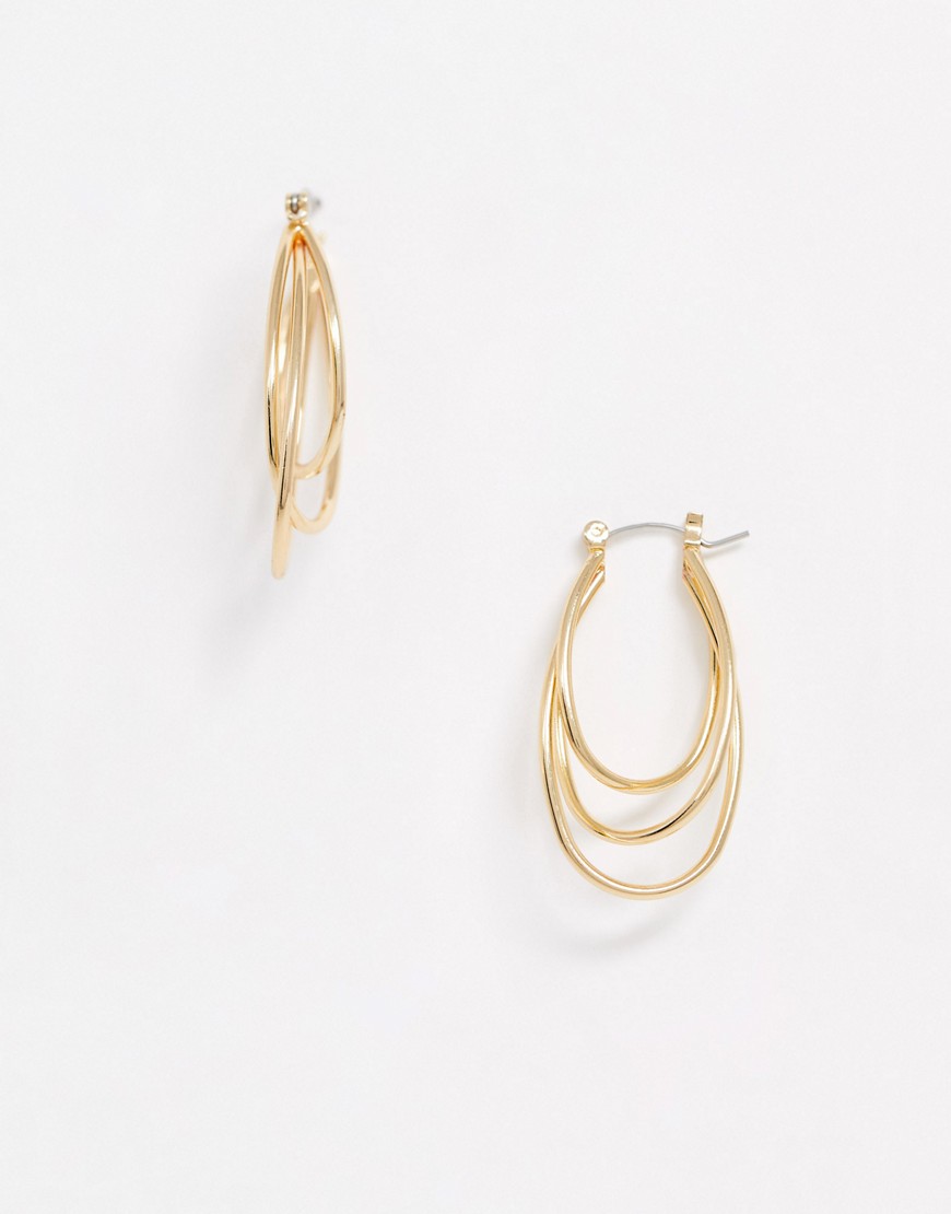 Designb London Tiered Hoop Earrings In Gold
