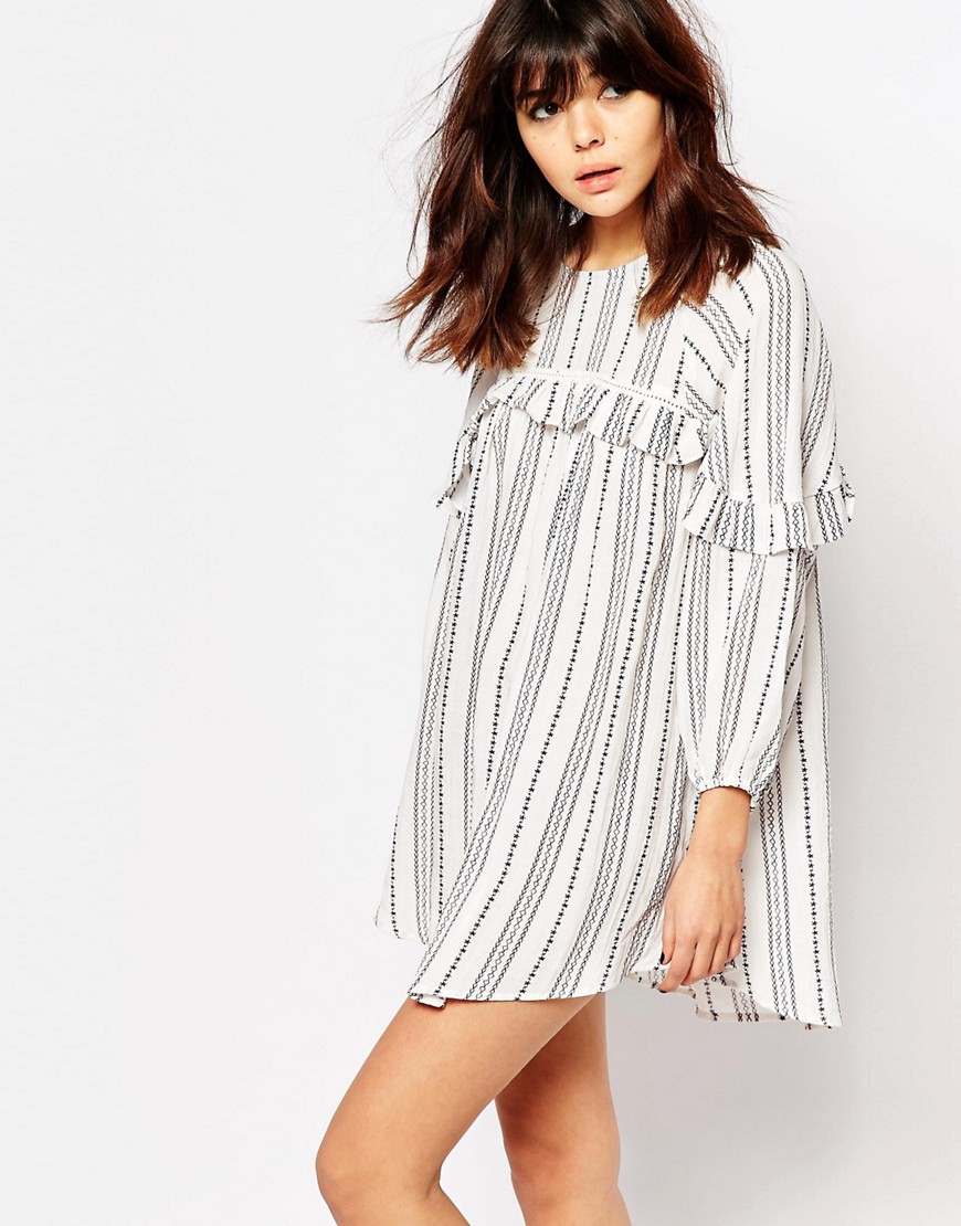 I Love Friday | I Love Friday Smock Dress With Ruffle Trims In Spotted ...