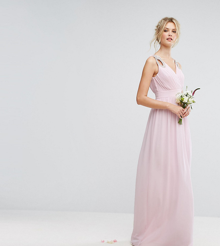 TFNC Tall Wrap Front Maxi Bridesmaid Dress With Embellishment