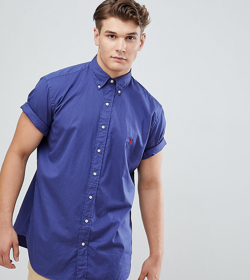 Polo Ralph Lauren Big & Tall short sleeve garment dyed shirt player logo in navy