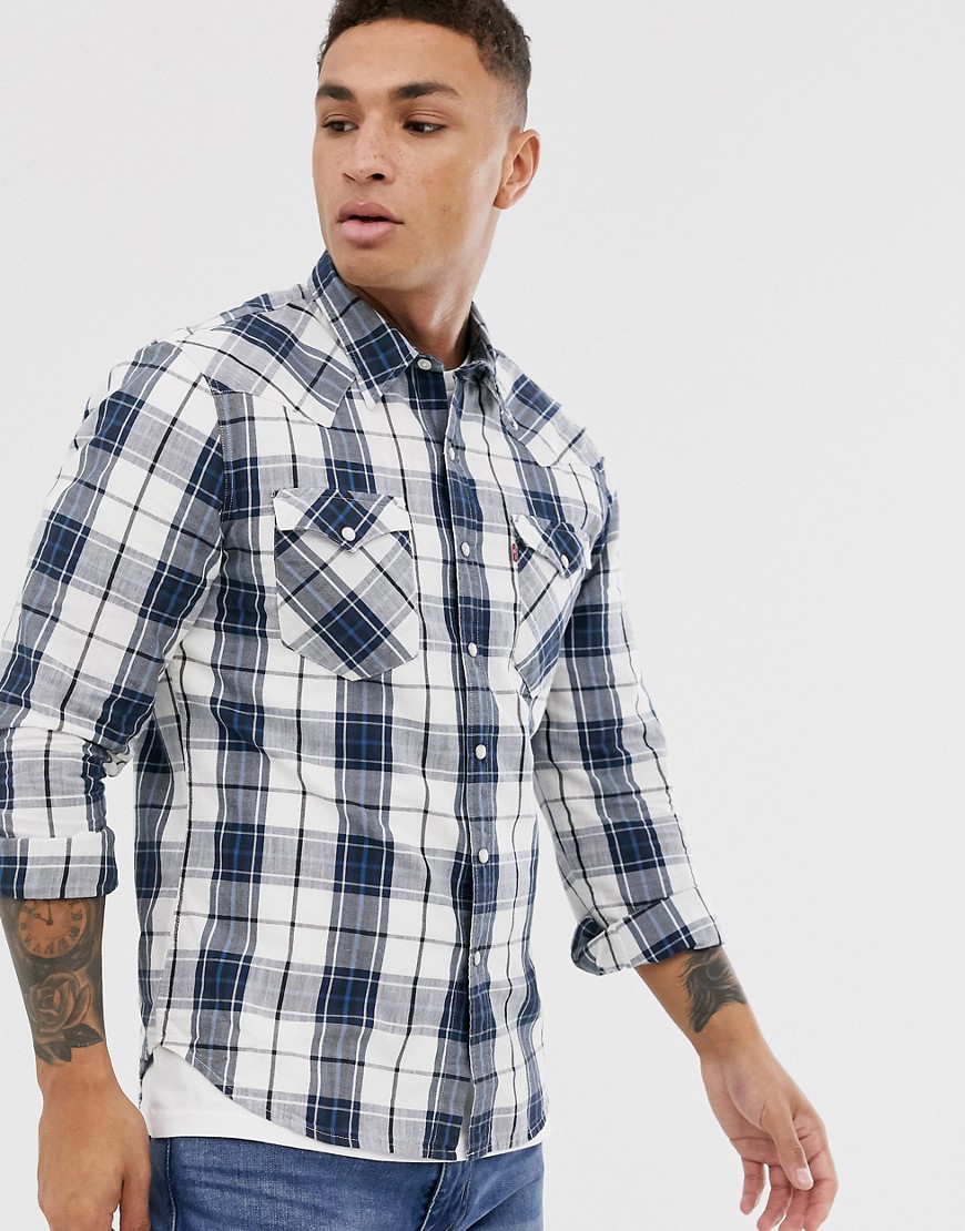 Levi's Barstow double pocket western plaid check shirt