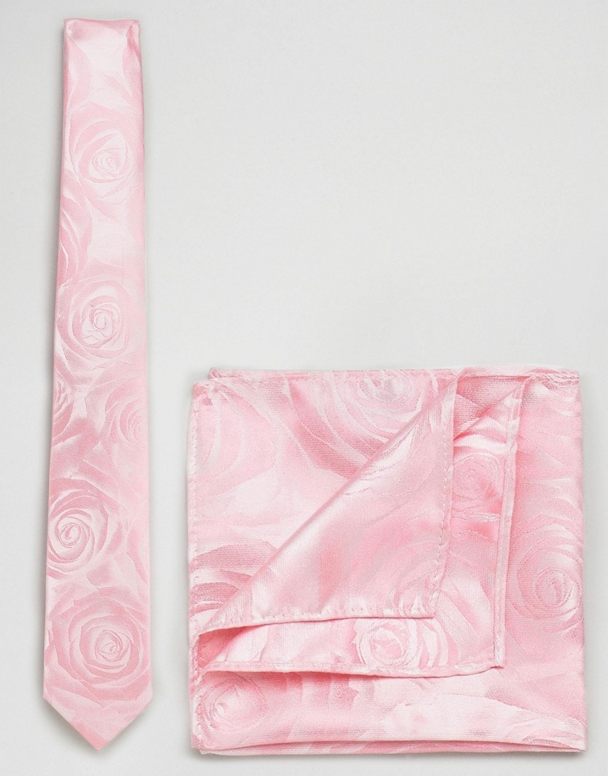 Розовый галстук и платок для нагрудного кармана Moss London - Розовый MOSS BROS 