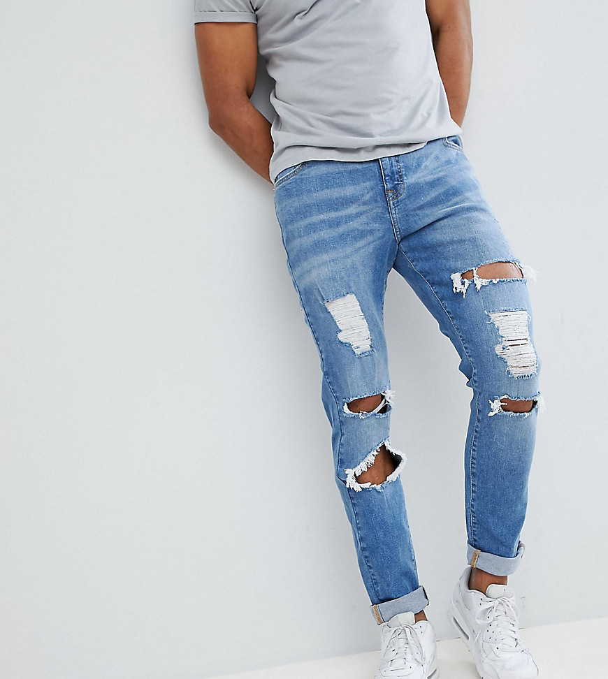 Brooklyn Supply Co Skinny Jeans With Burn Abrasions In Light Wash - Bl1 blue 1