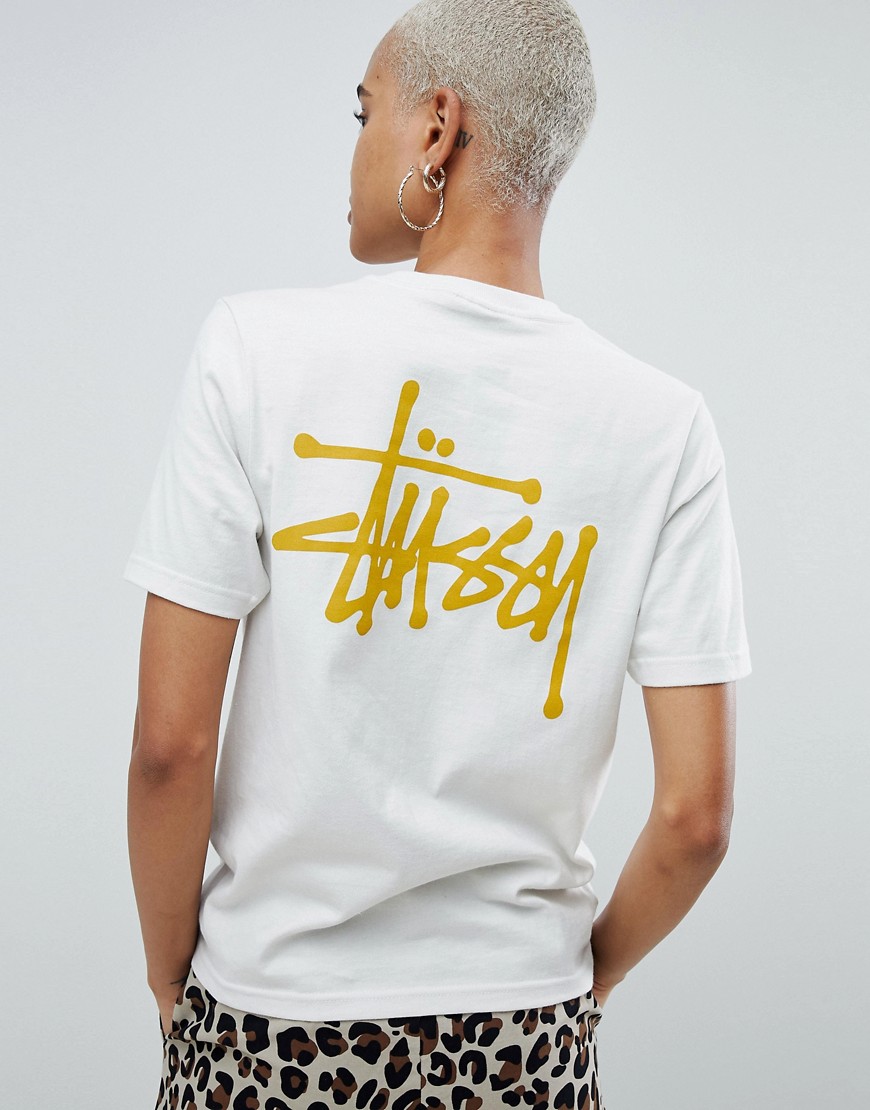 Stussy Relaxed Fit T-Shirt With Logo Front - Stone
