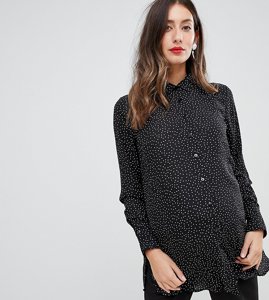 New Look Maternity Spot Print Shirt - Black pattern