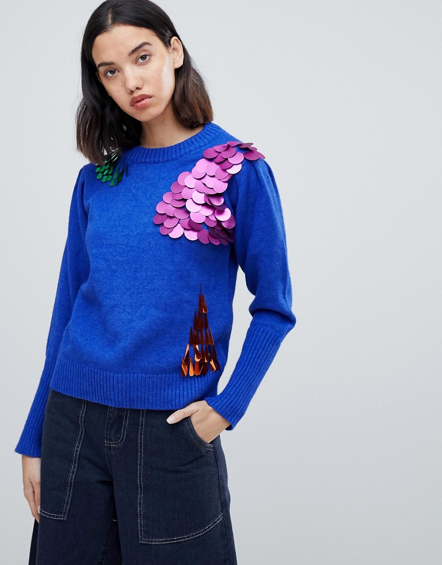 Amy Lynn jumper with sequin embellishment - Blue