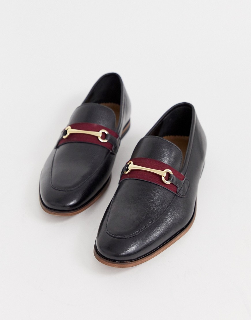 WALK London Raphael bar loafers in black milled leather