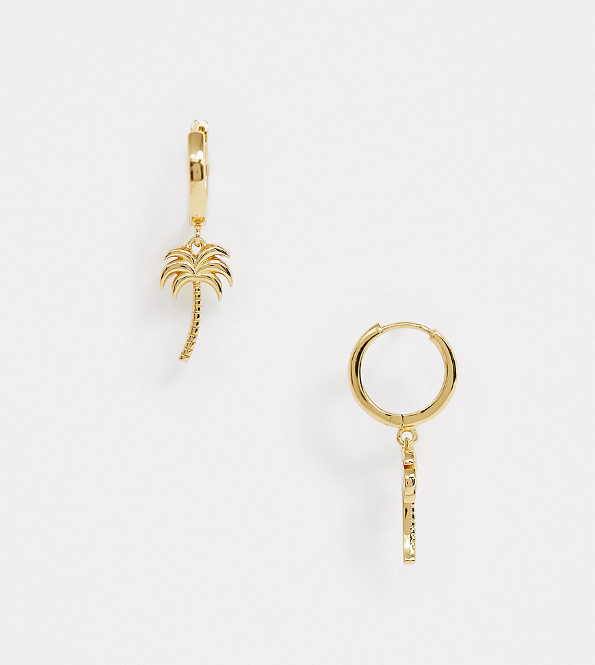 Orelia gold plated palm tree huggie hoop earrings