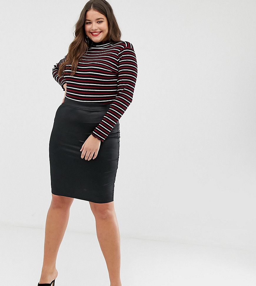 New Look Curve faux leather midi skirt