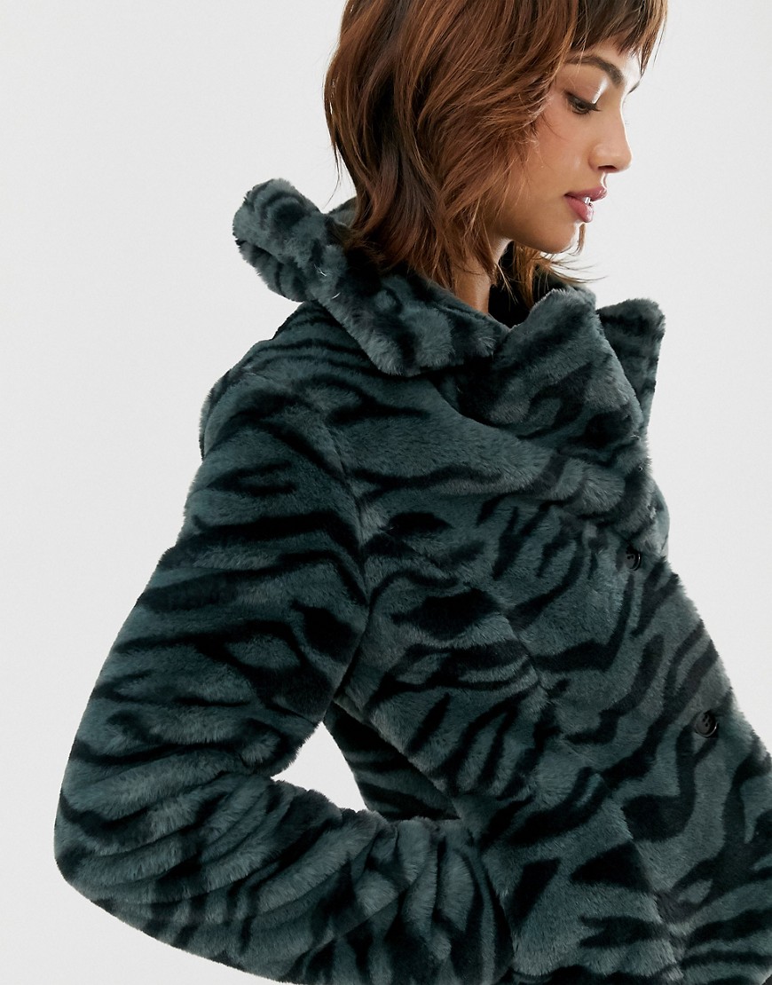 Goosecraft faux fur jacket with zebra detail