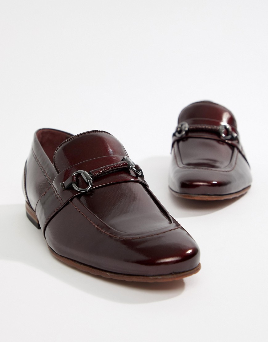 Ted Baker Paiser embossed loafers in patent burgundy leather