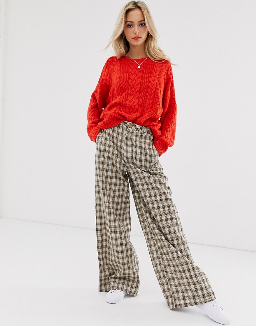 Daisy Street wide leg trousers in vintage check