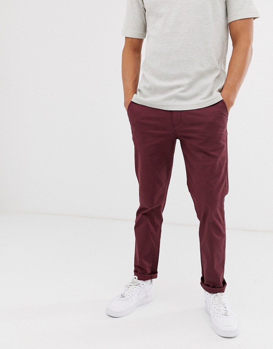 Selected Homme straight chino in burgundy