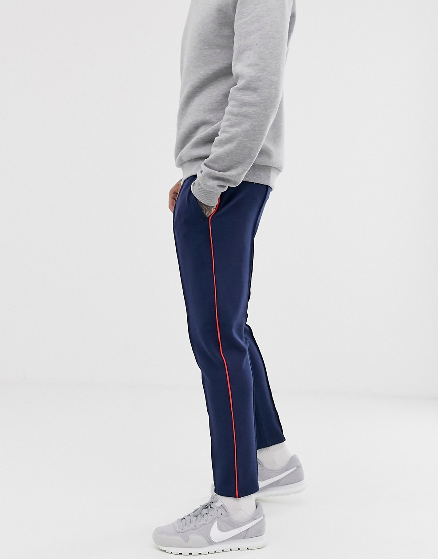 Tom Tailor tapered joggers in side piping in blue
