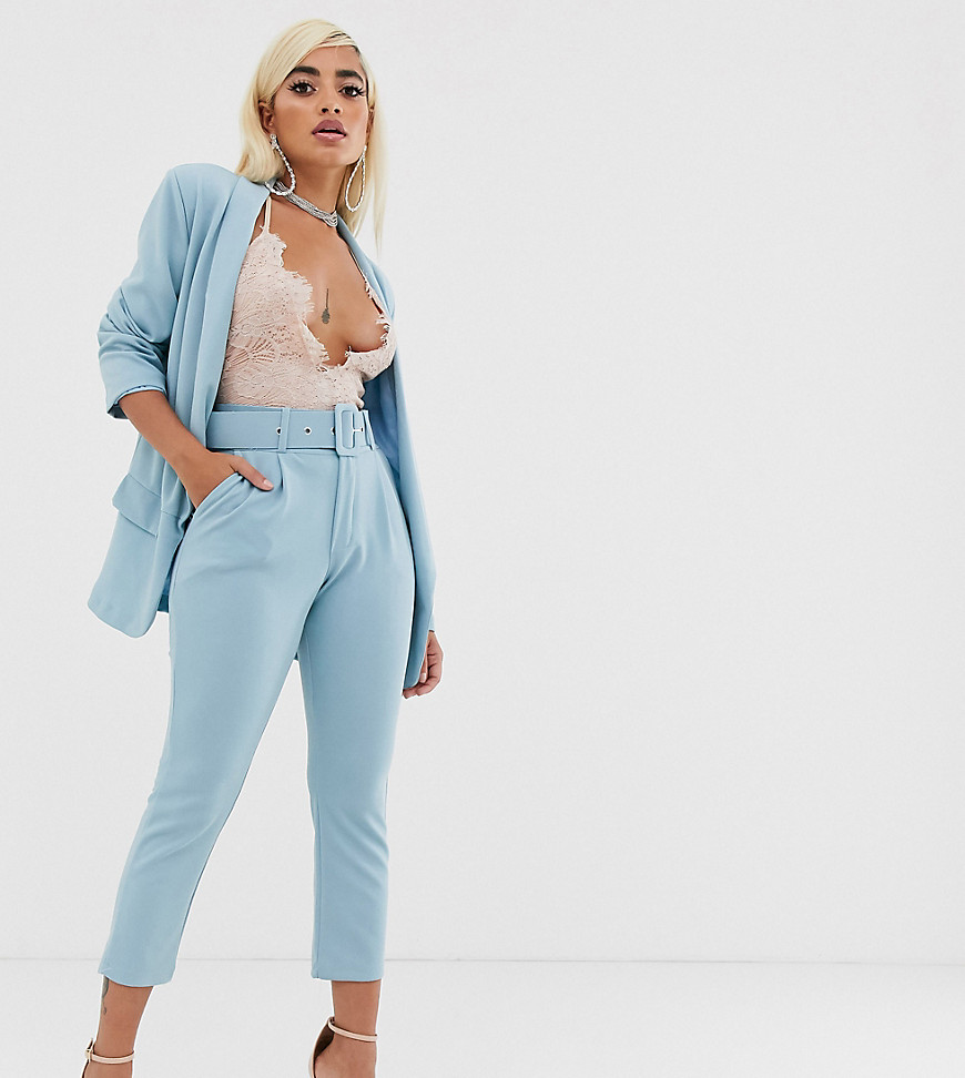 Boohoo Petite exclusive tailored trousers co-ord in baby blue