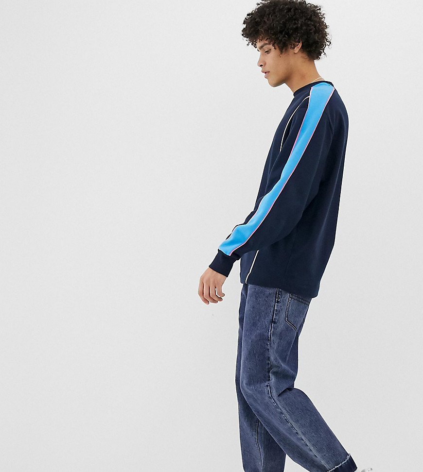 COLLUSION oversized sweatshirt with coloured piping in navy