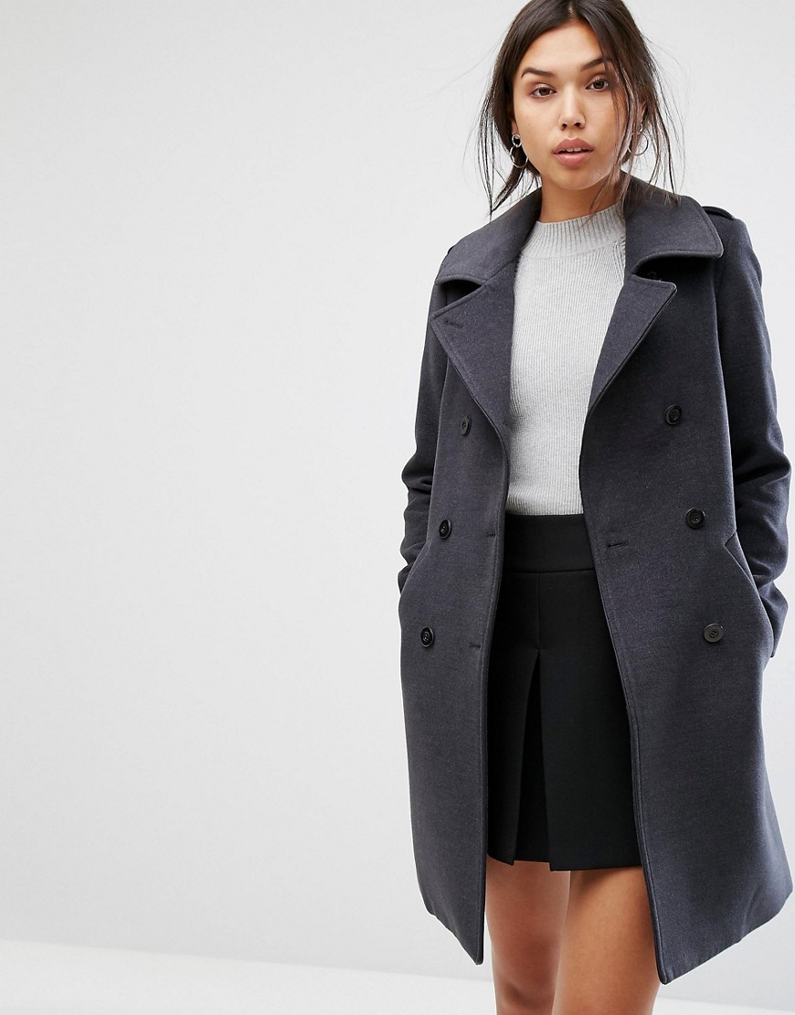 Gianni Feraud Military Coat with Contrast Piping - Charcoal