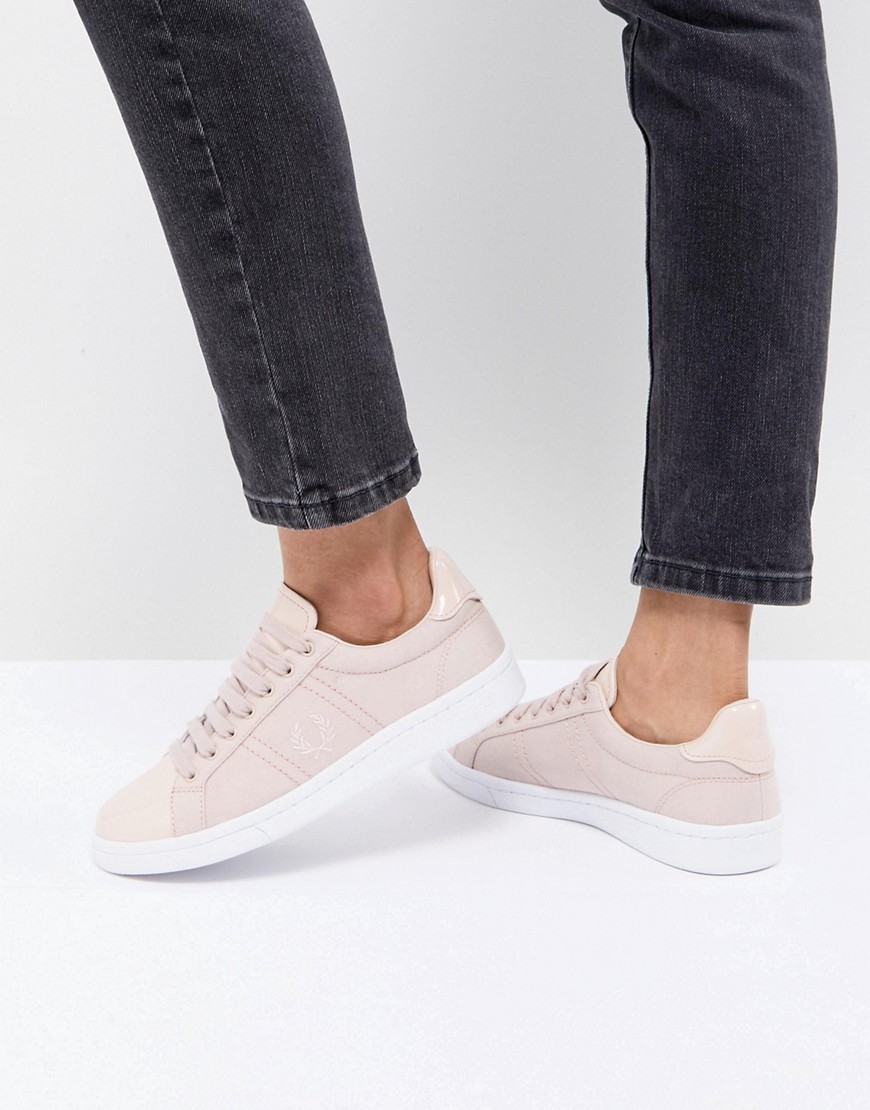 Fred Perry Lace Up Trainers With Patent Trim - Rose dust