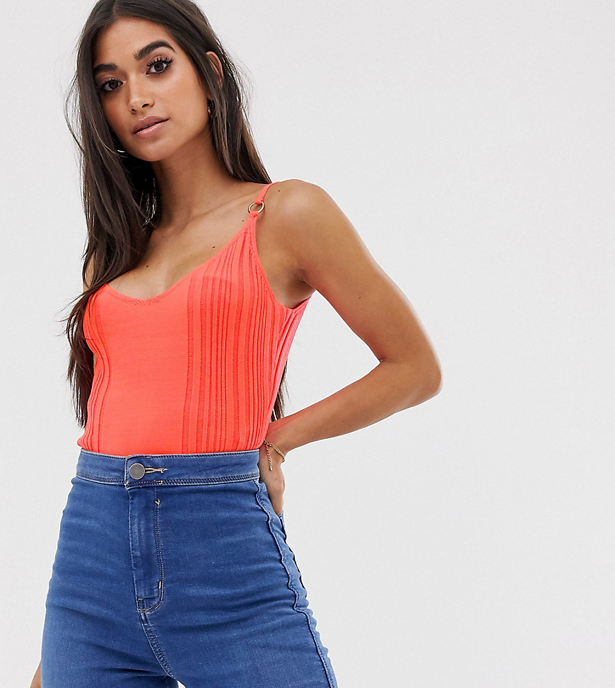 River Island Petite vest with gold detail in neon orange