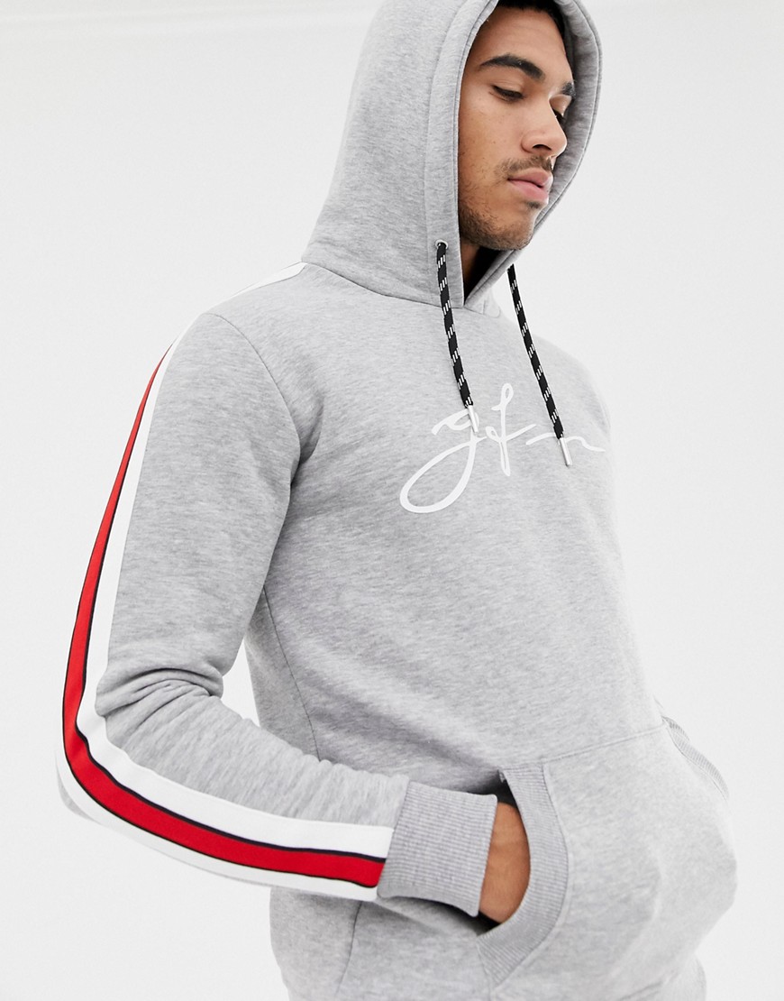 Good For Nothing hoodie with script logo in grey