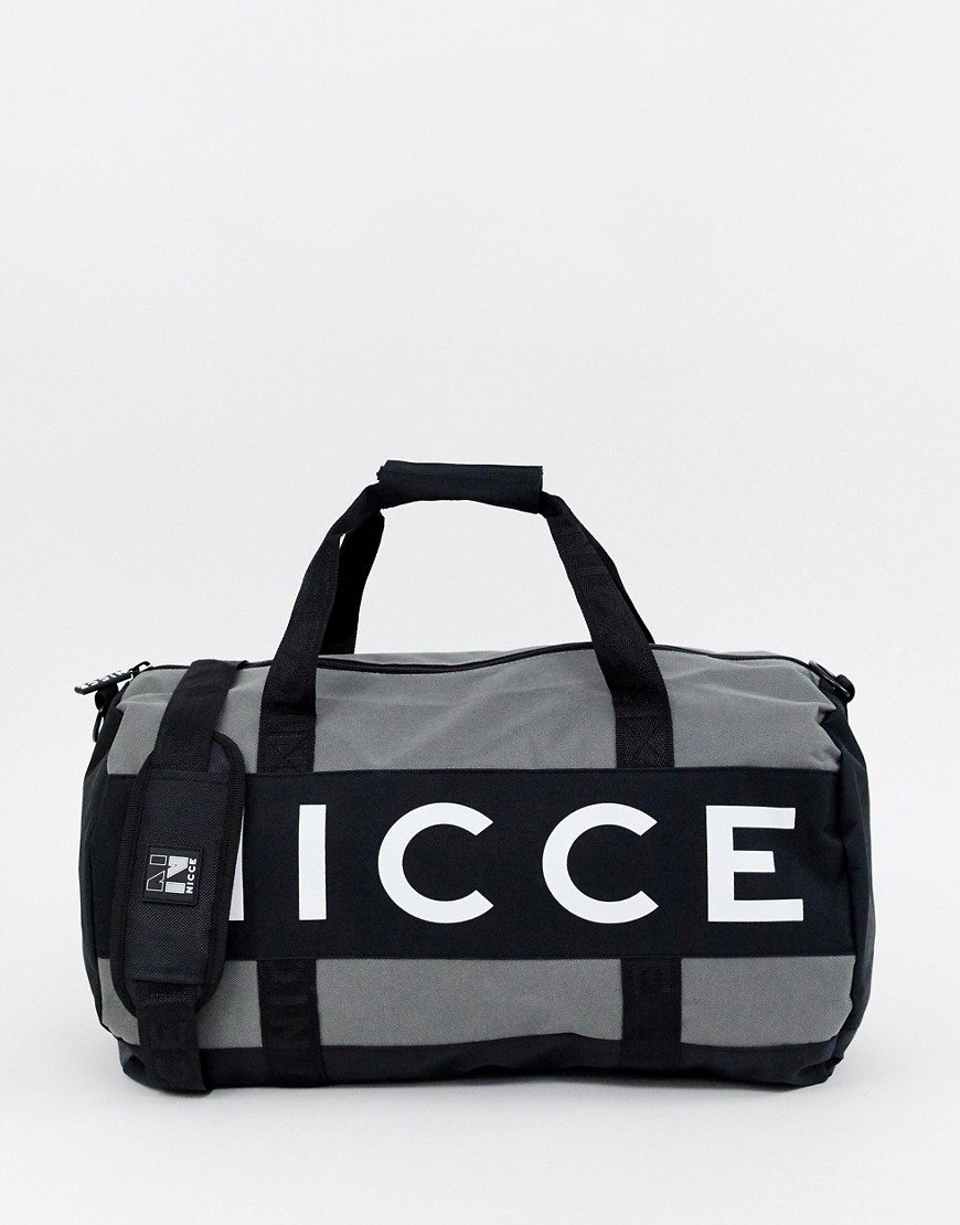 Nicce holdall in grey with logo