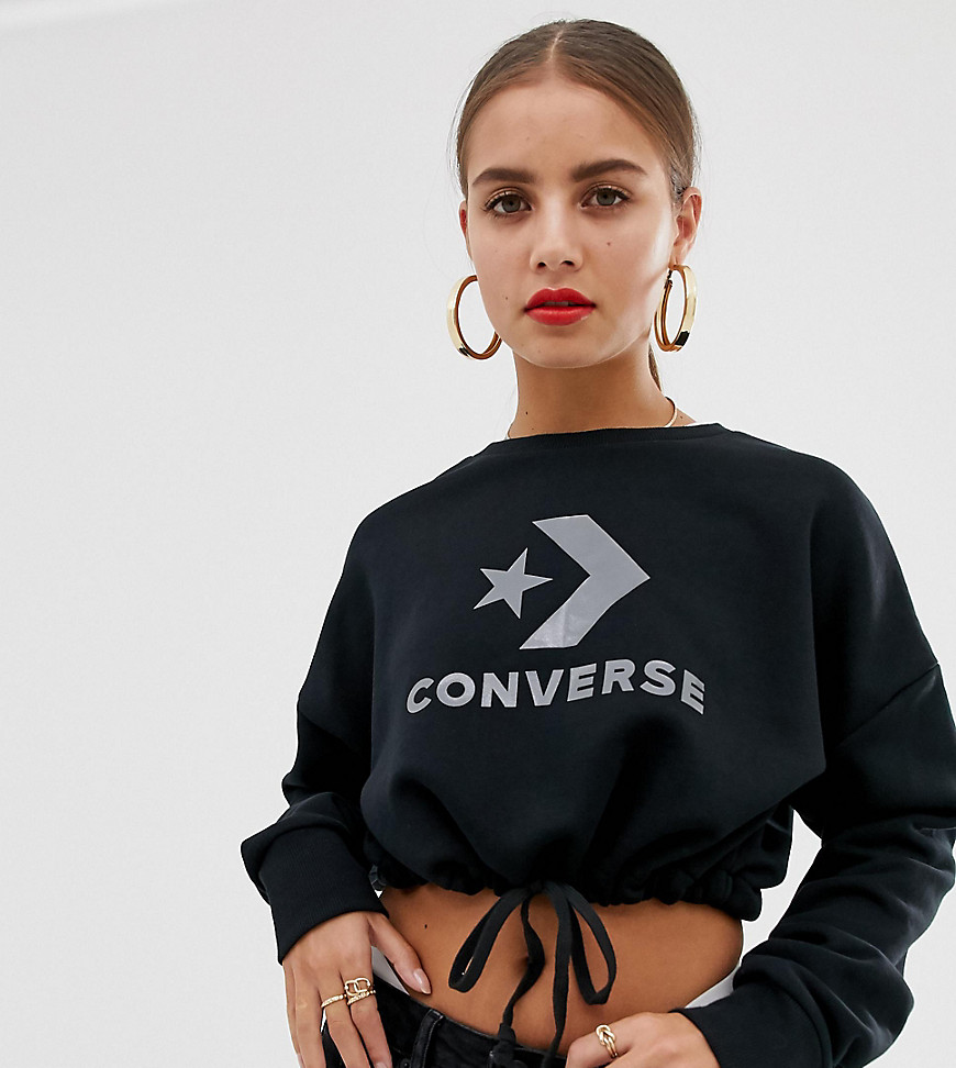 Converse Star Chevron cropped black sweatshirt
